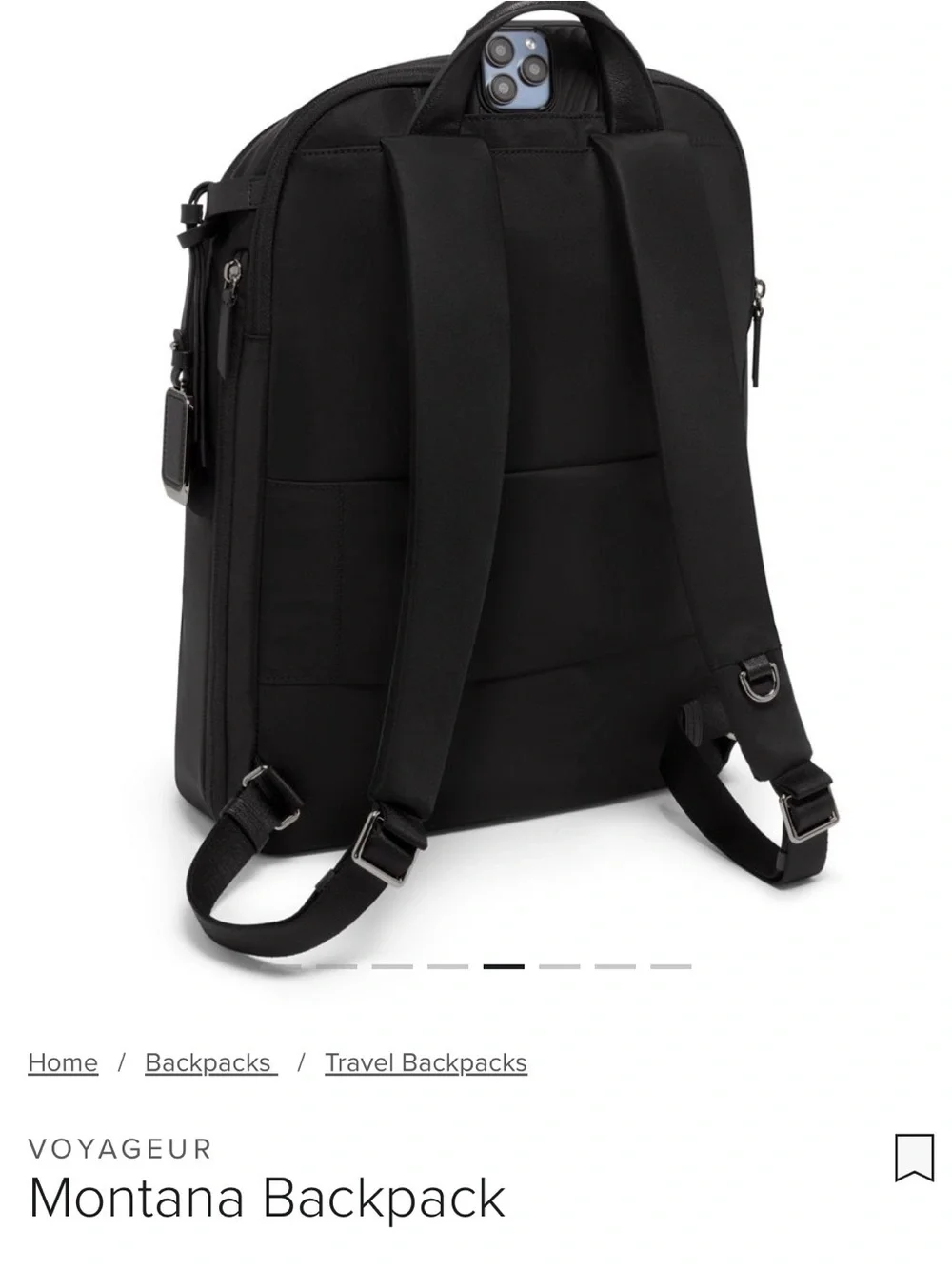 Tumi Black Nylon Travel & Commute Backpack karenscompany.com display picture 3